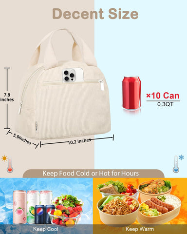 TENKIST lunch bag waterproof interior is easy to wipe clean after meals.