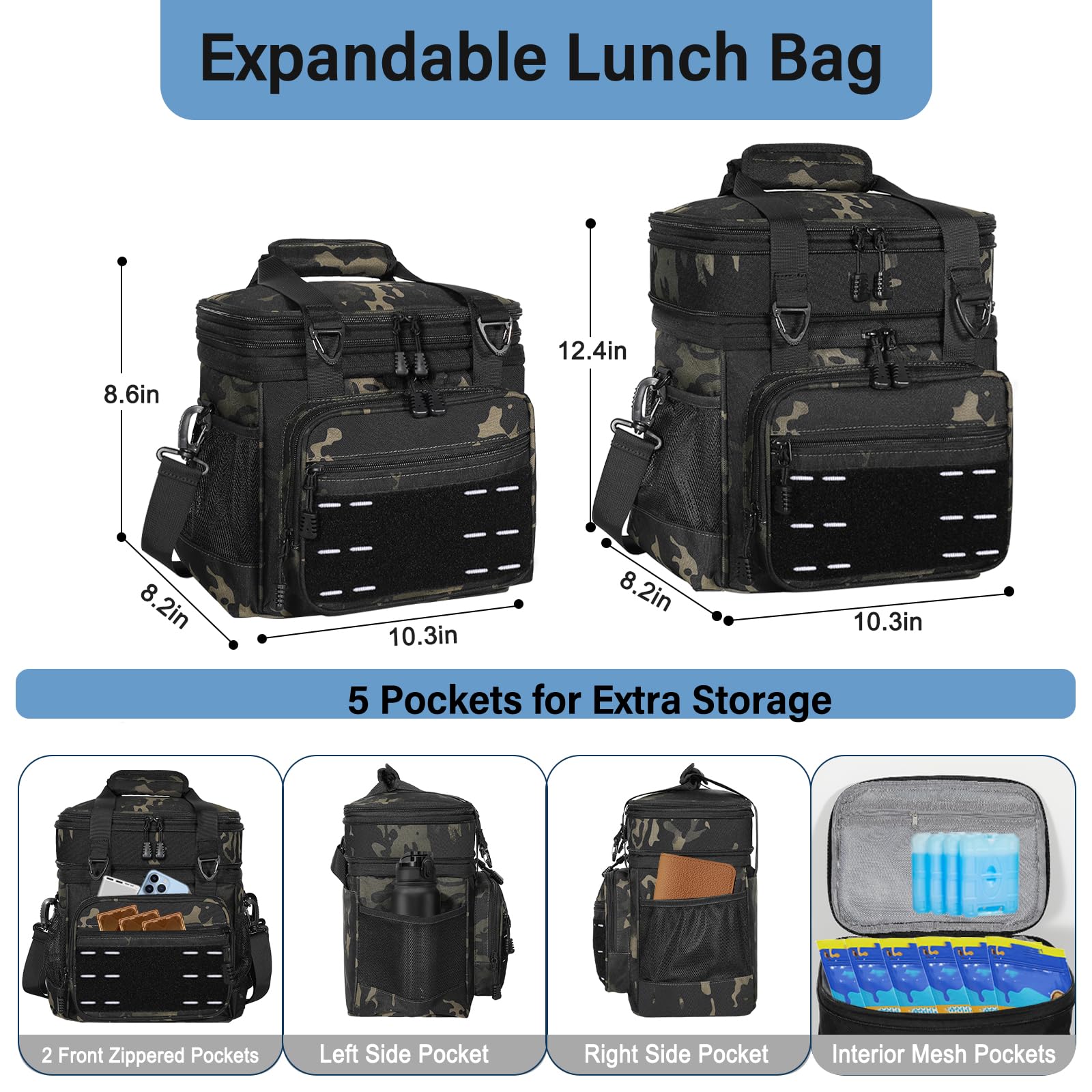 TENKIST lunch box cooler bag rugged oxford fabric withstands daily use.