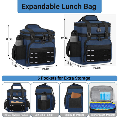 TENKIST large expandable top keeps extra dry foods organized on the go.