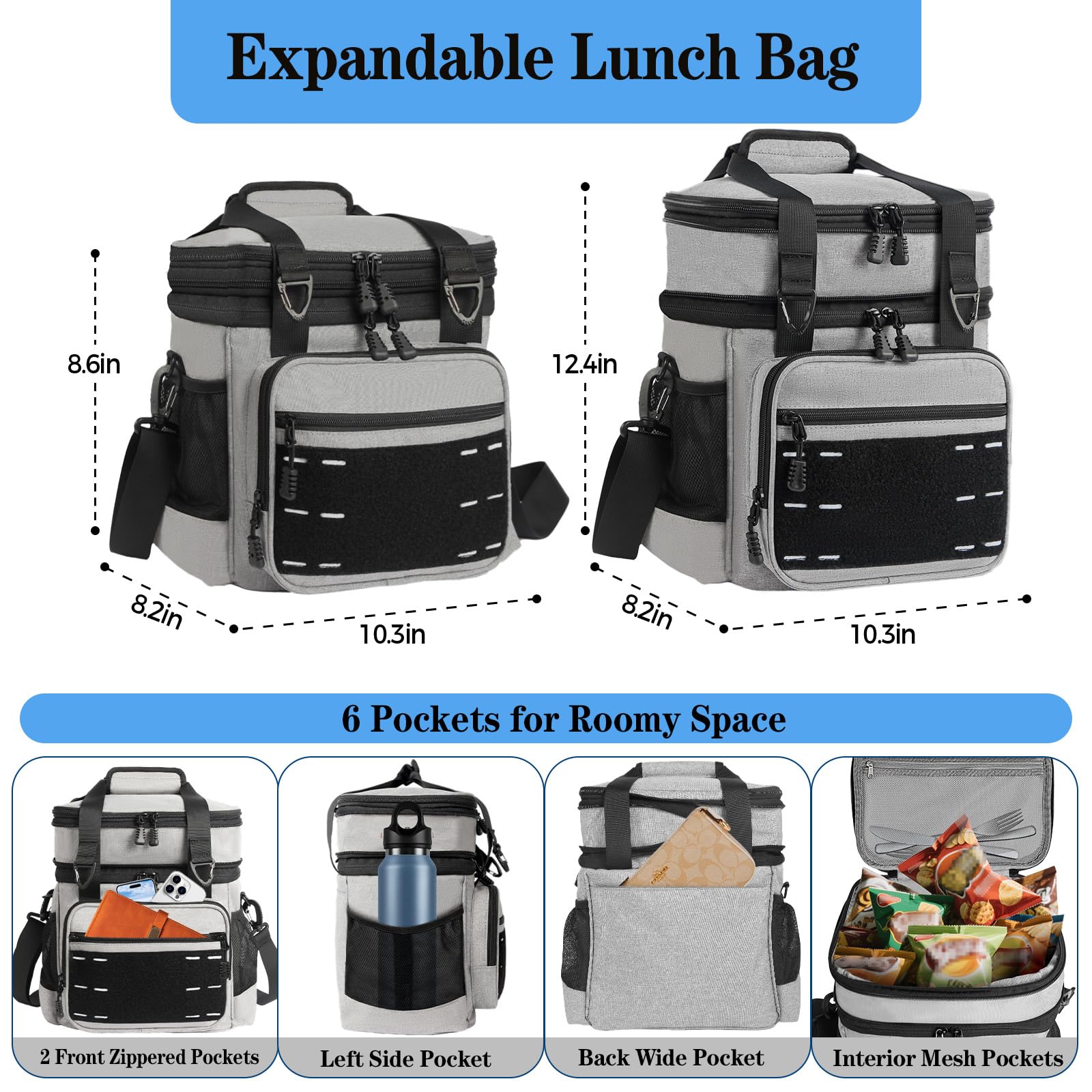 TENKIST lunch box cooler insulation shows 6mm interior for long-lasting temperature control.