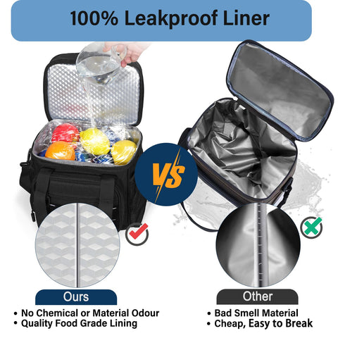 TENKIST lunch bag with adjustable shoulder strap for comfortable carrying.