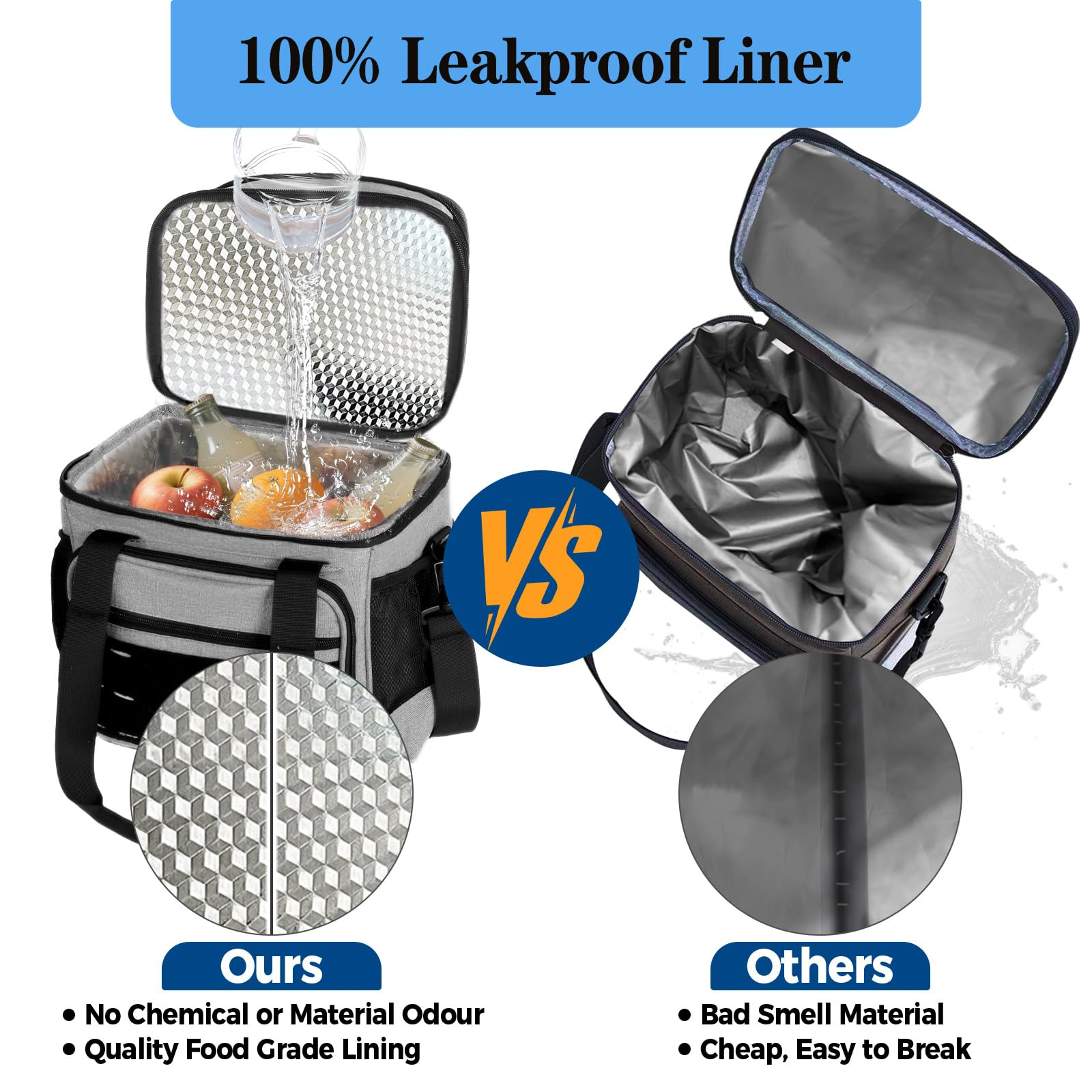TENKIST lunch box cooler adjustable shoulder strap for easy transport during busy workdays.