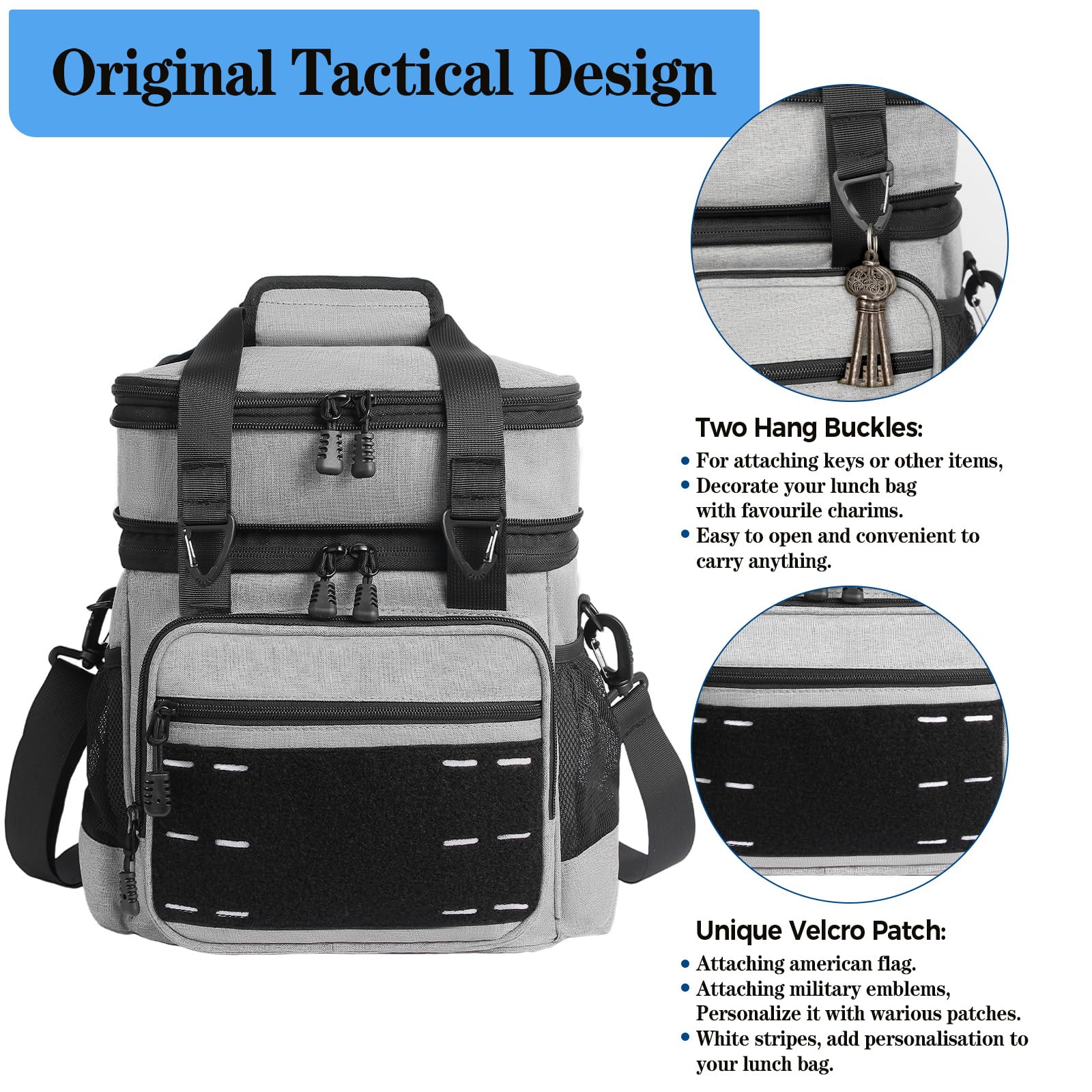 TENKIST lunch box cooler side pockets for water bottles keep essentials within reach.