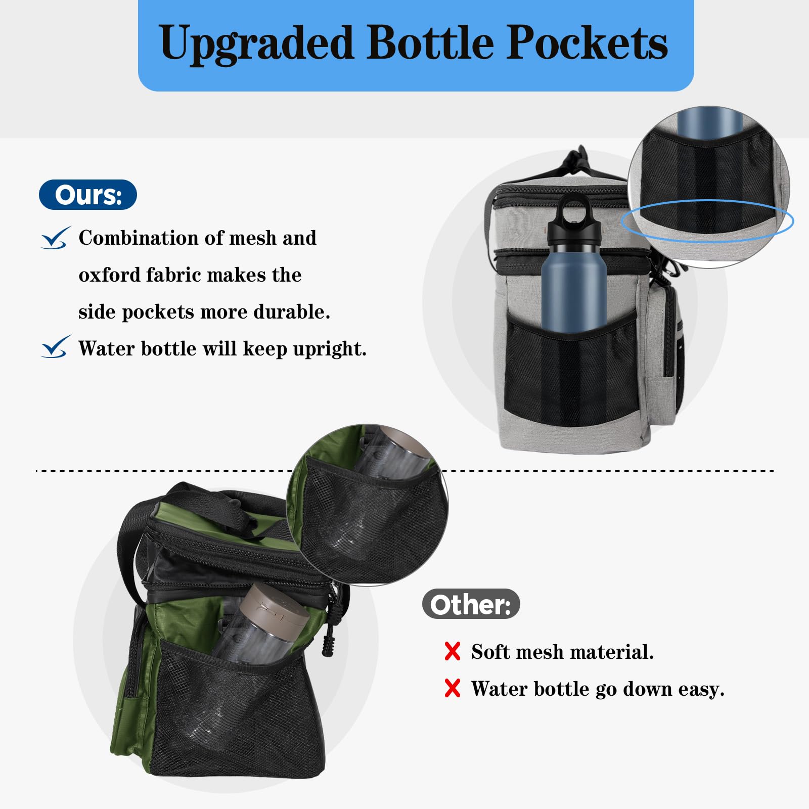 TENKIST lunch box cooler top compartment expandable for dry foods and snacks.