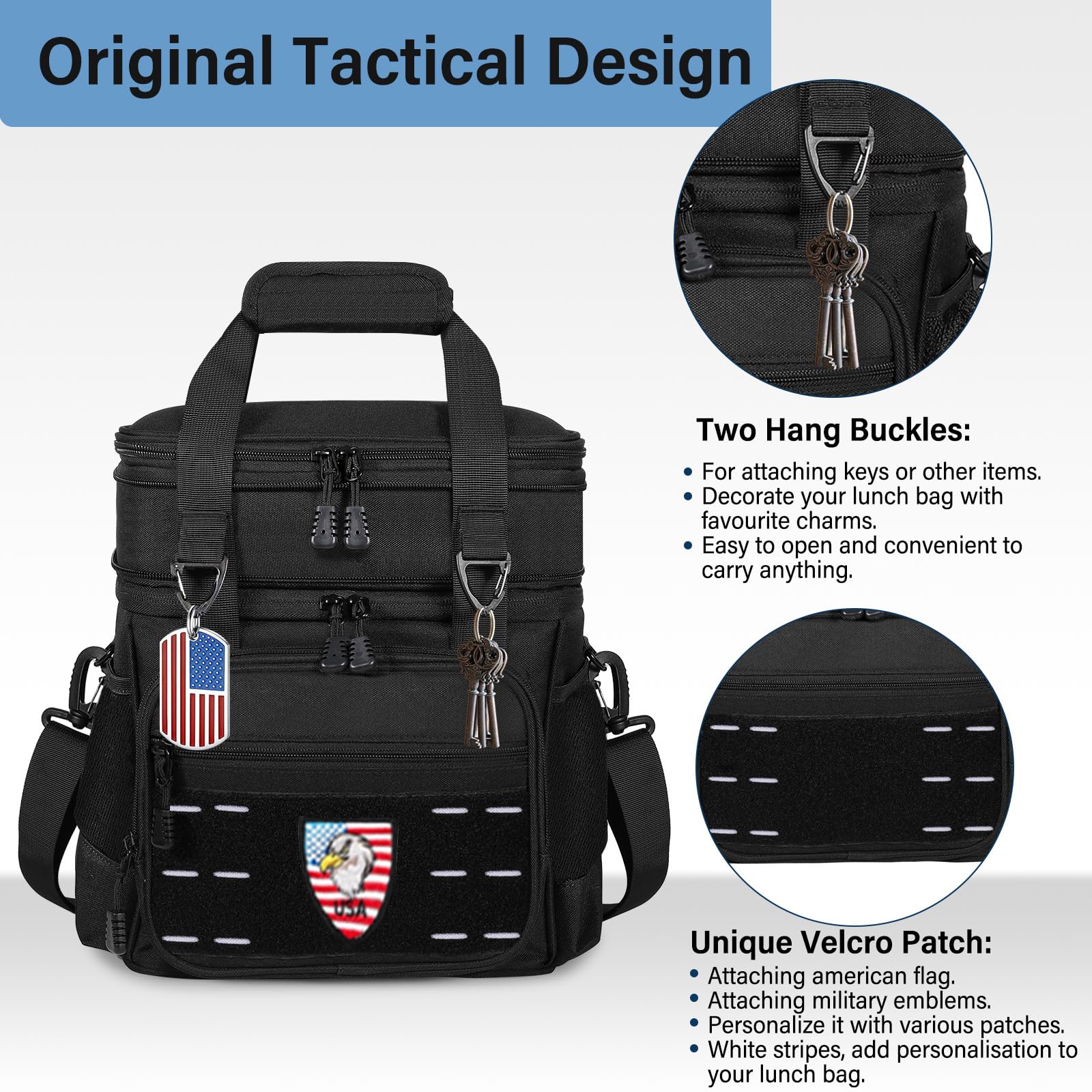 TENKIST lunch box cooler top-compartment expanded for flexible dry-food storage.