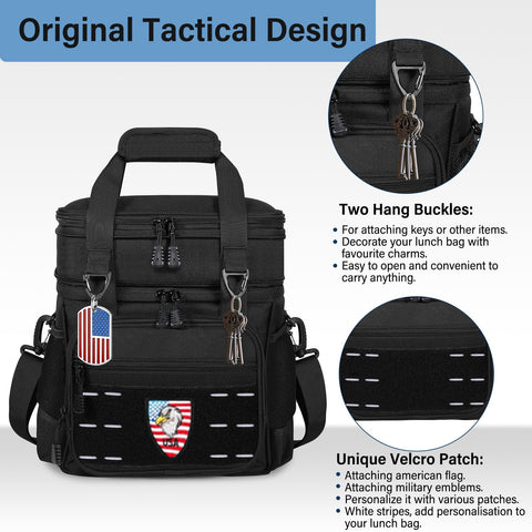 TENKIST lunch box cooler top-compartment expanded for flexible dry-food storage.