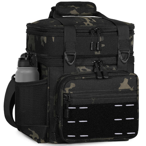 TENKIST lunch box cooler bag with expandable top compartment for dry foods.