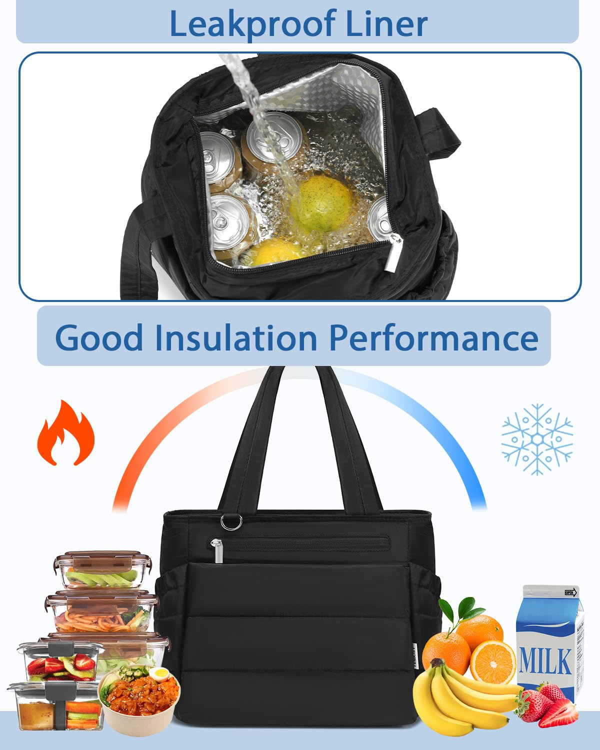 TENKIST Lunch Box Tote Bag D-rings for customizable accessory options