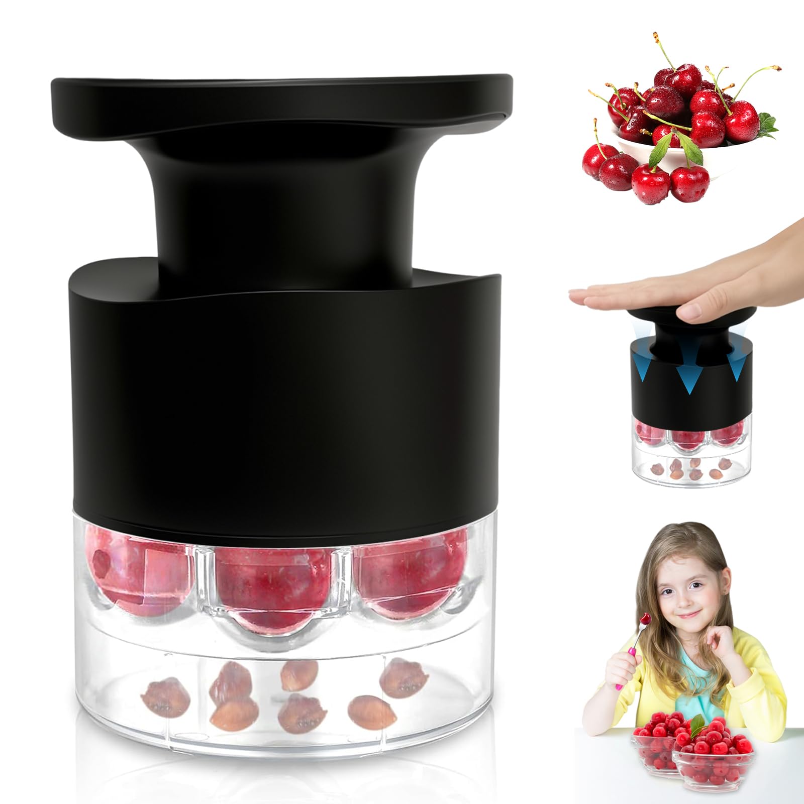 Tenlary cherry pitter 7-in-1 quick-release pits cherries while preserving flesh for jams.