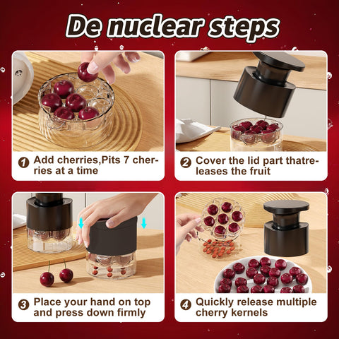 Tenlary cherry pitter detachable head tray and container for easy cleaning.