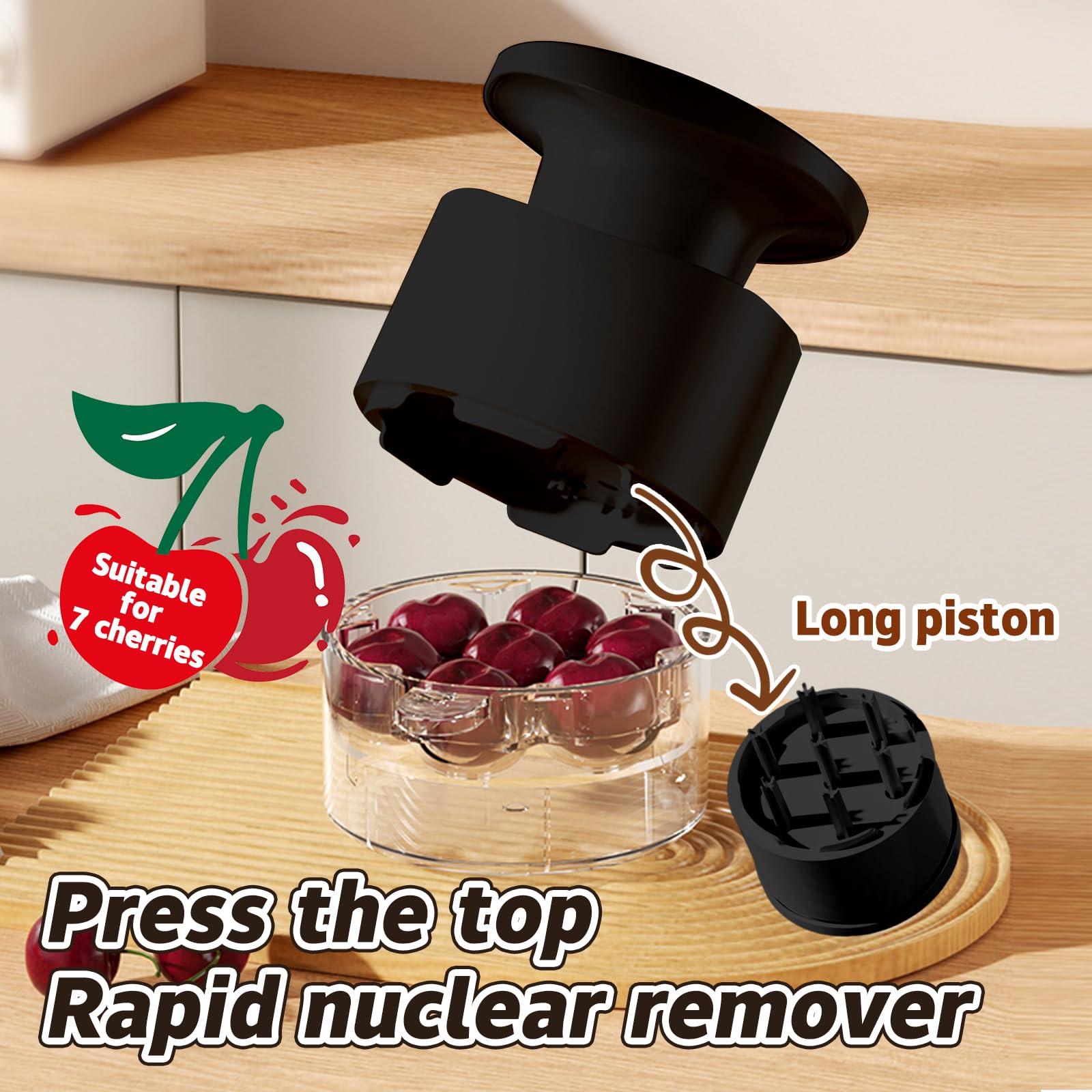 Durable ABS Tenlary cherry pitter for safe, clean pitting on wet hands.