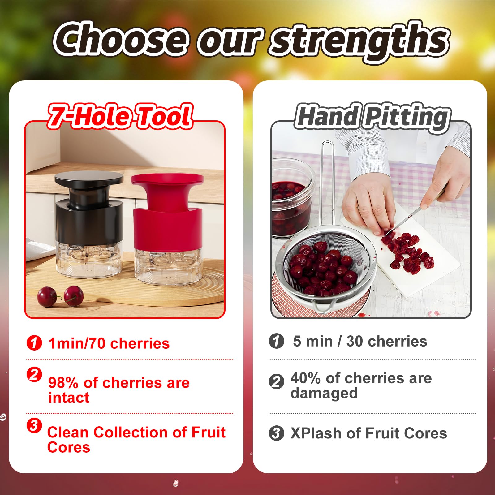 Tenlary multi-fruit cherry pitter versatile for olives, grapes, and dates.