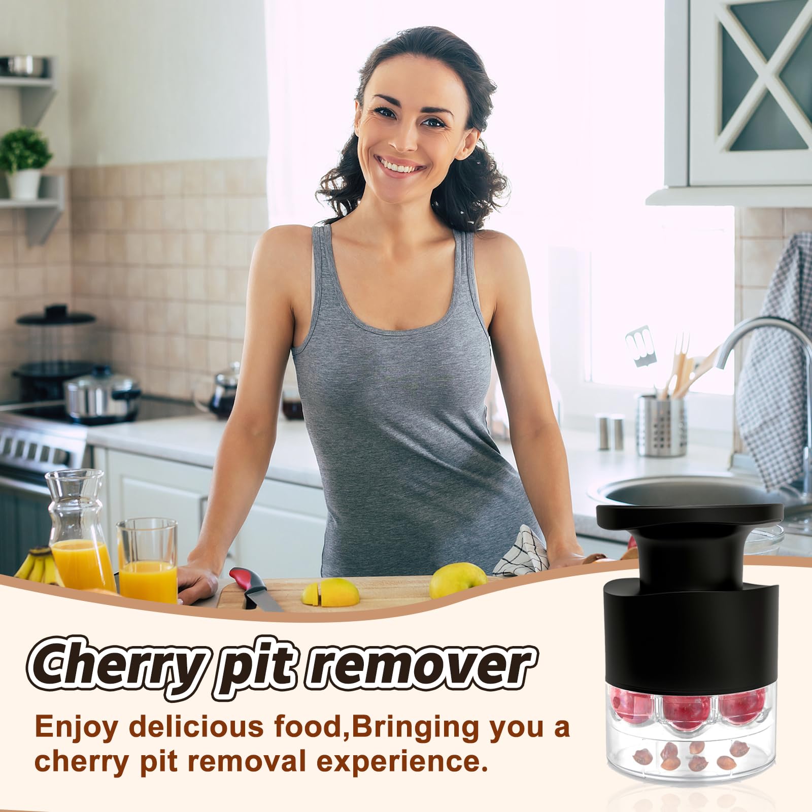 Compact portable design makes Tenlary cherry pitter ideal for home, travel, or camping.