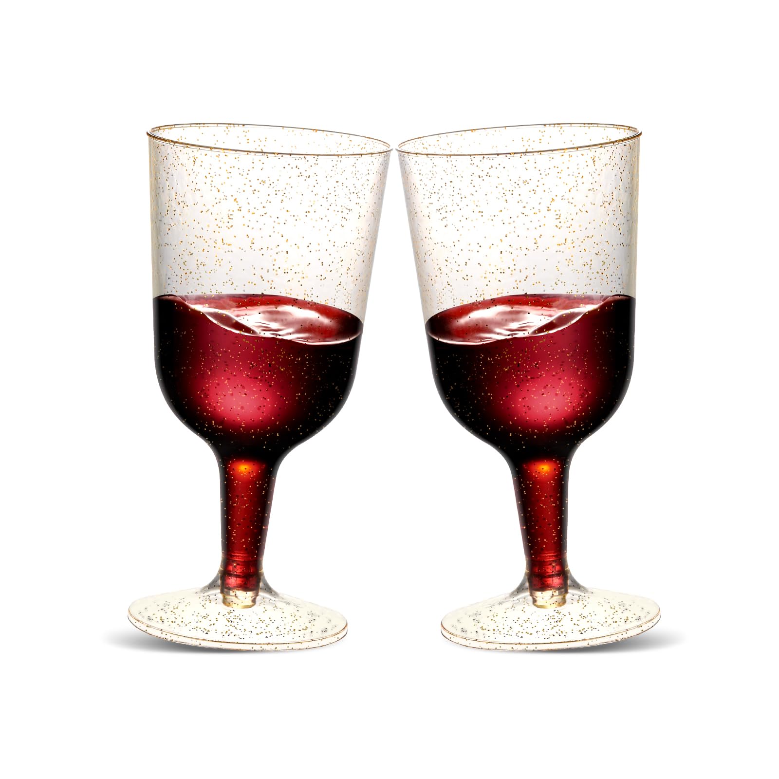 TENYASEN 6oz gold glitter wine glass on a wedding table for festive ambiance