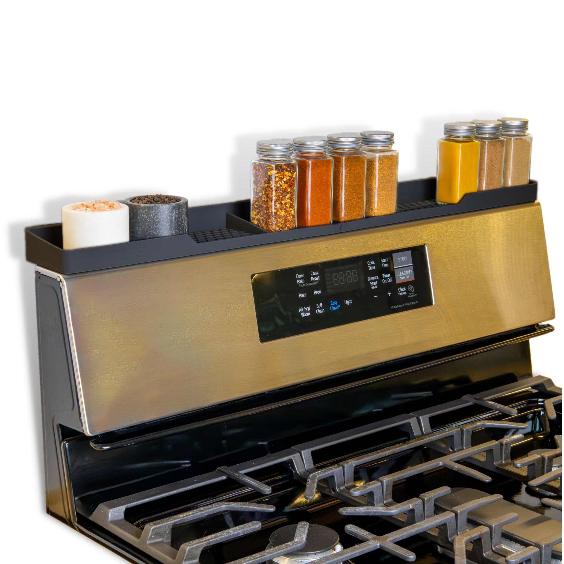 TEO magnetic stove top shelf heat resistant up to 500°F in busy kitchen