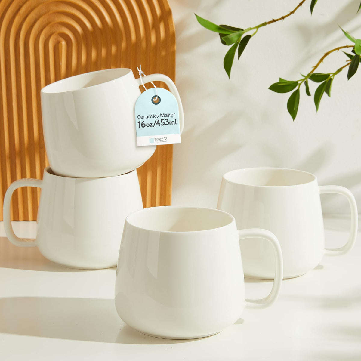 Teocera 16oz mug stackable design for compact kitchen storage