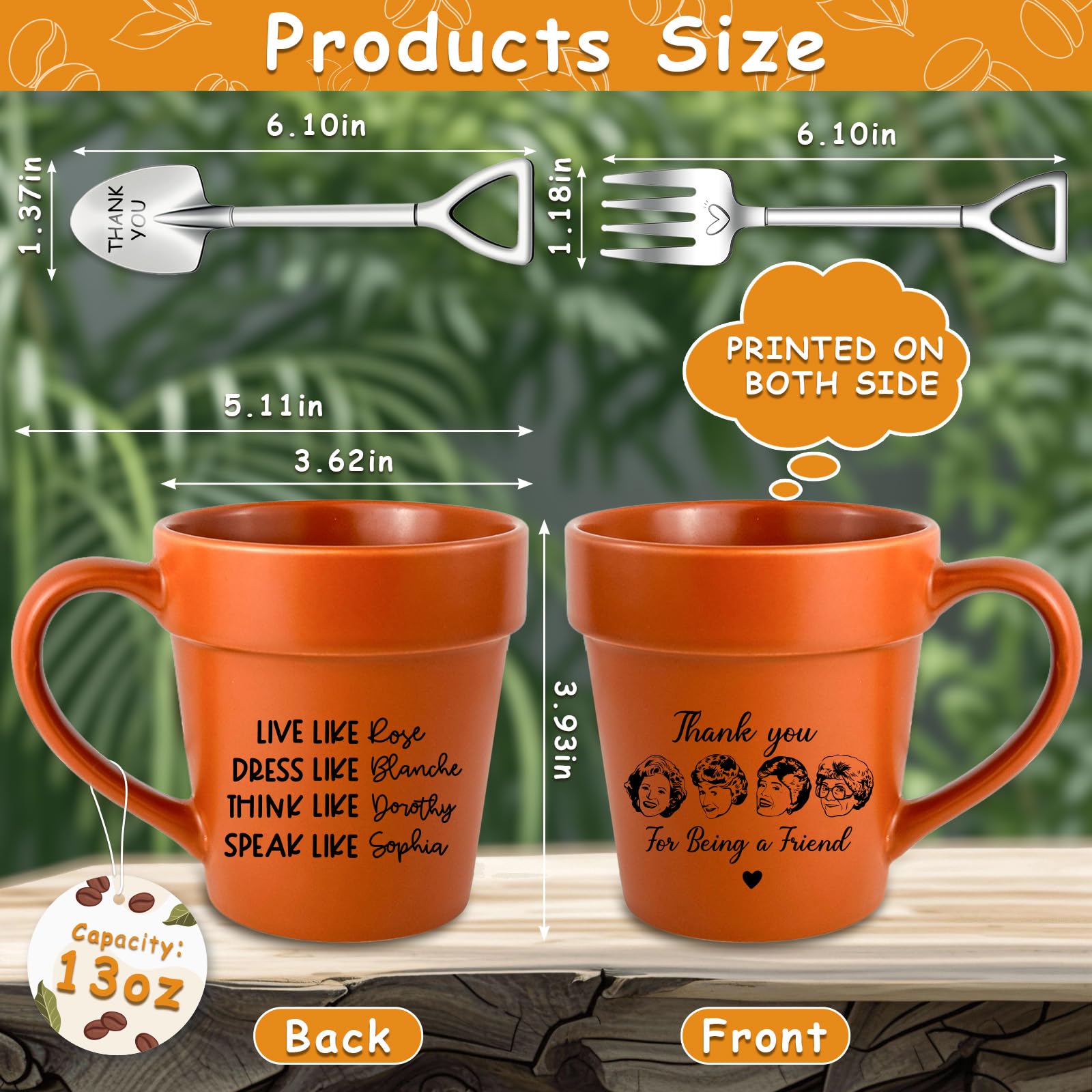 TEOUIOS Golden Girls mug with spoon and fork for gifting