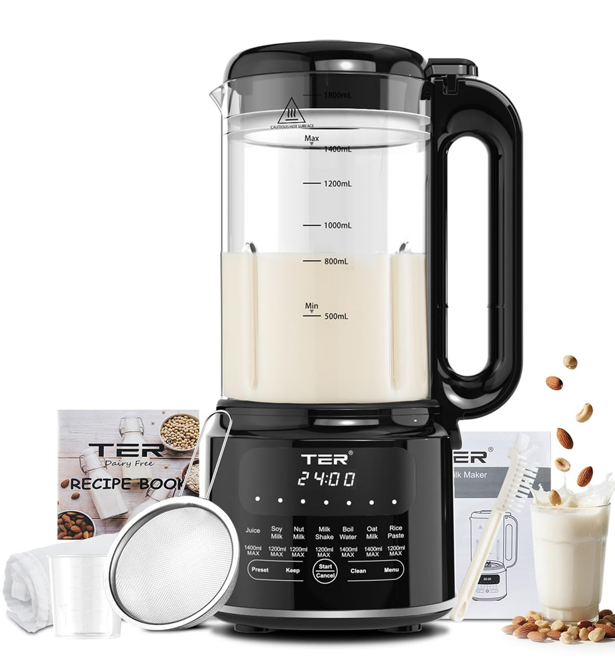 TER 50oz Nut Milk Maker front view showing large capacity for family batches