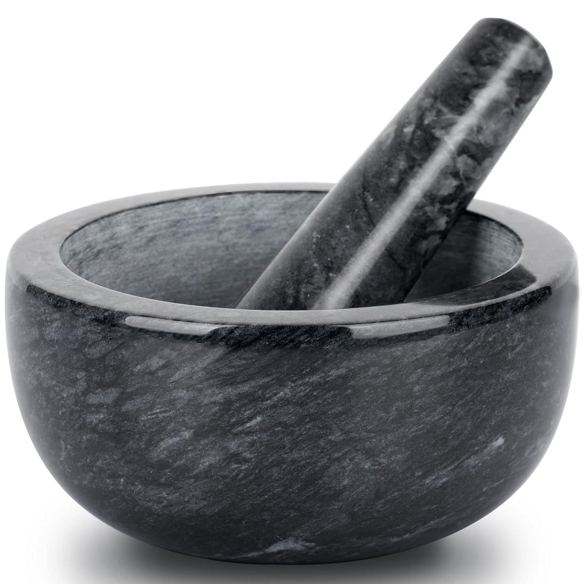 Tera marble mortar and pestle set with textured interior for easier grinding