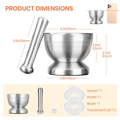 Tera 350ml compact mortar and pestle perfect for pesto and salsa