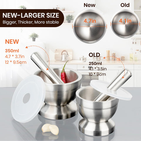 Tera mortar and pestle rests securely on the countertop during prep