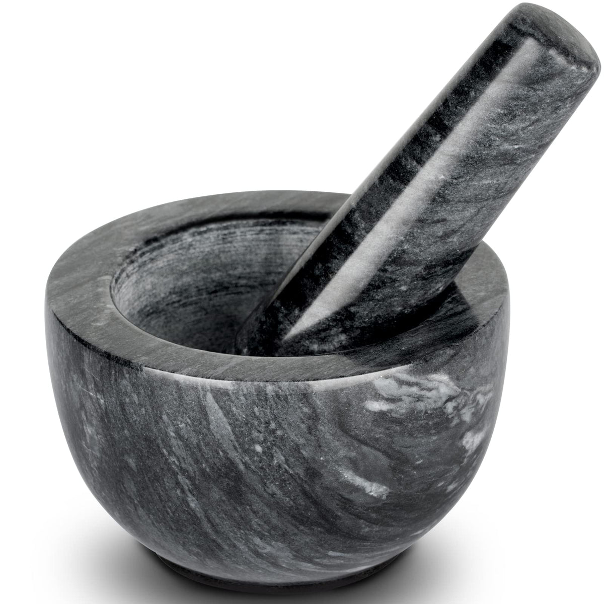 Tera mortar and pestle set in natural marble ready for grinding herbs.