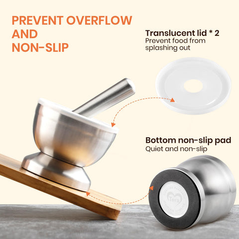 Tera compact mortar and pestle crushes garlic, herbs and spices