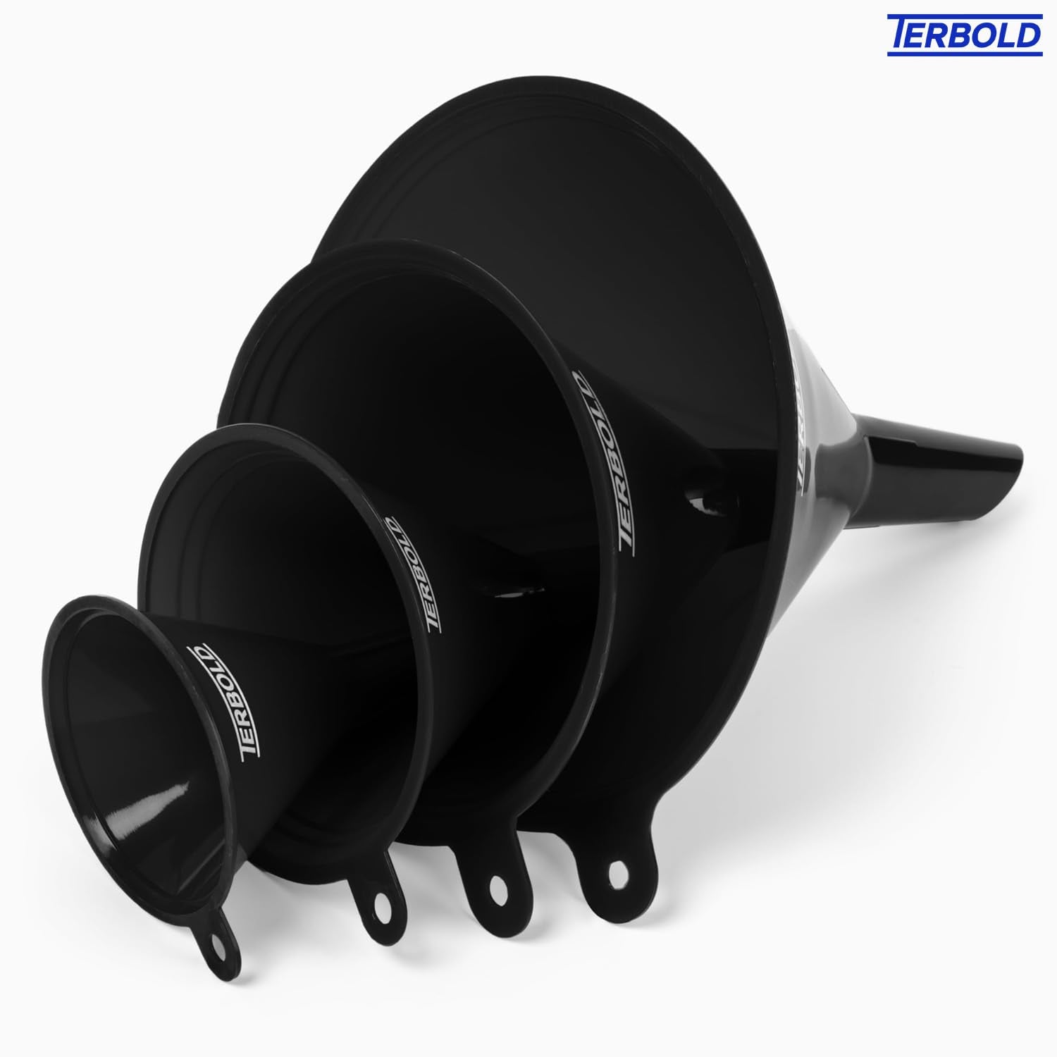 Terbold 100mm funnel with nesting design saves kitchen drawer space