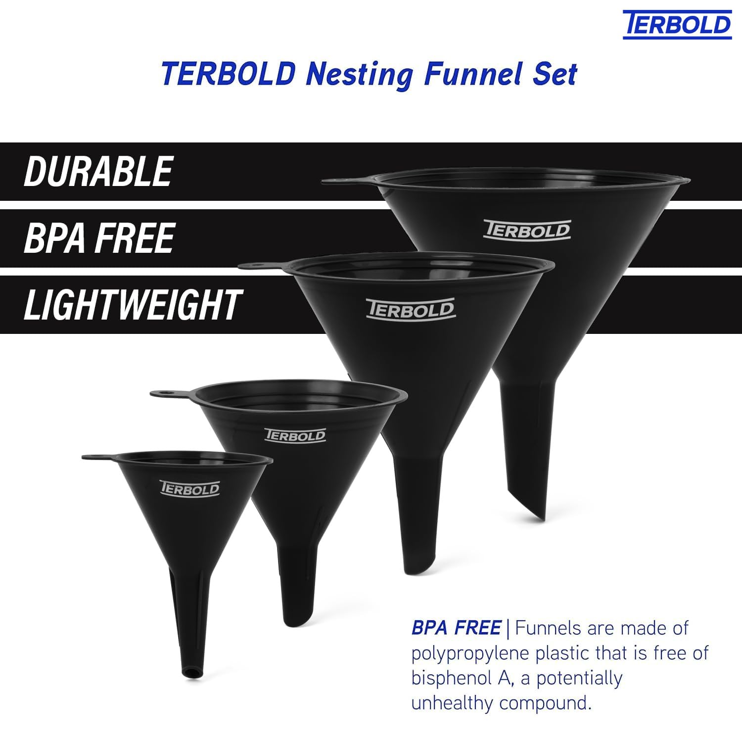 Terbold 55mm funnel ideal for precise powder transfers in labs