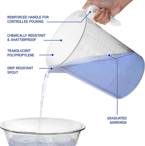 Terbold pitcher features high visibility graduations in liters and milliliters