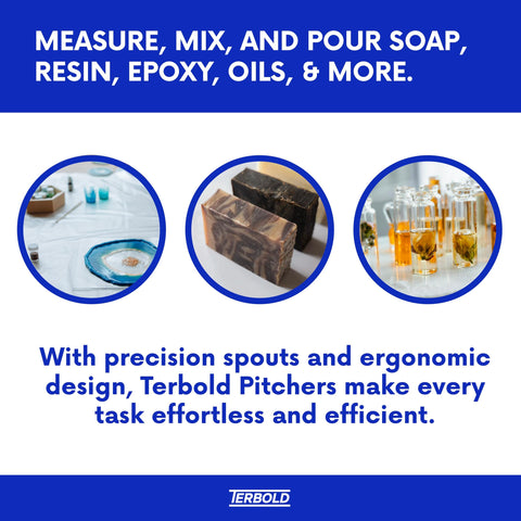 Reinforced handle of Terbold pitcher enables comfortable one-handed pouring