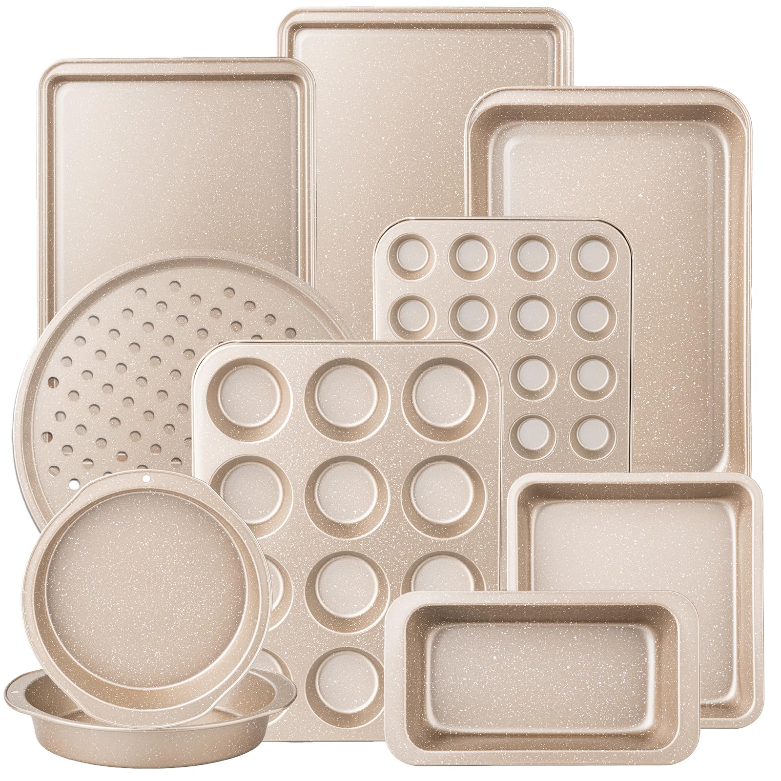 Terlulu 10-piece baking pans set displayed for versatile oven use