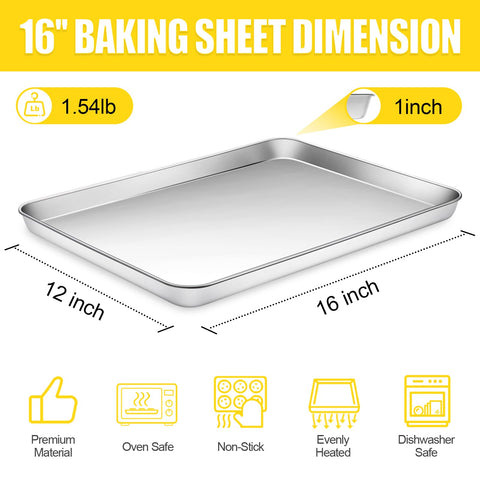 Terlulu 16x12x1 baking pan with rolled edges for safe handling