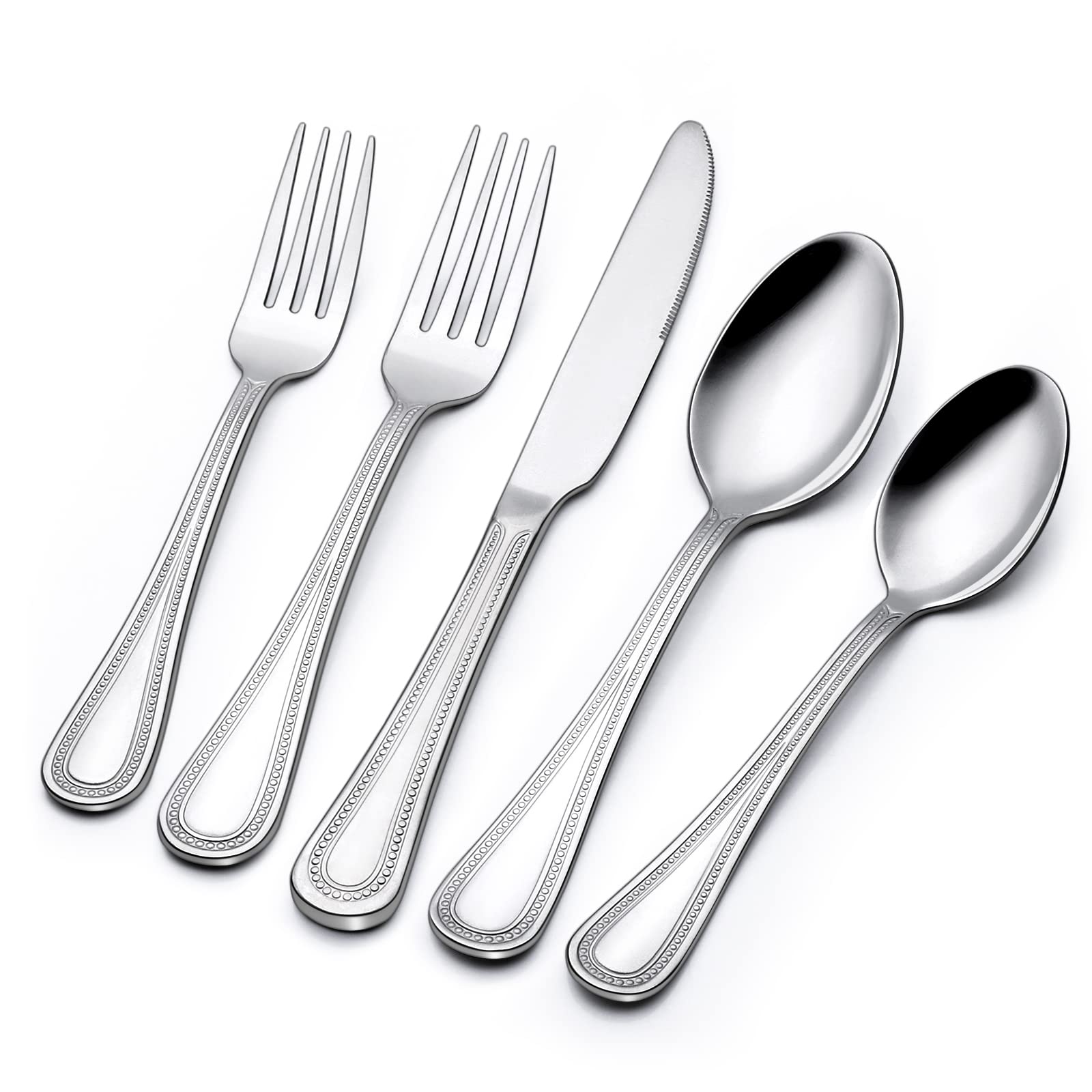 Terlulu 60-piece silverware set for 12 featuring a beaded handle adds refined elegance to meals