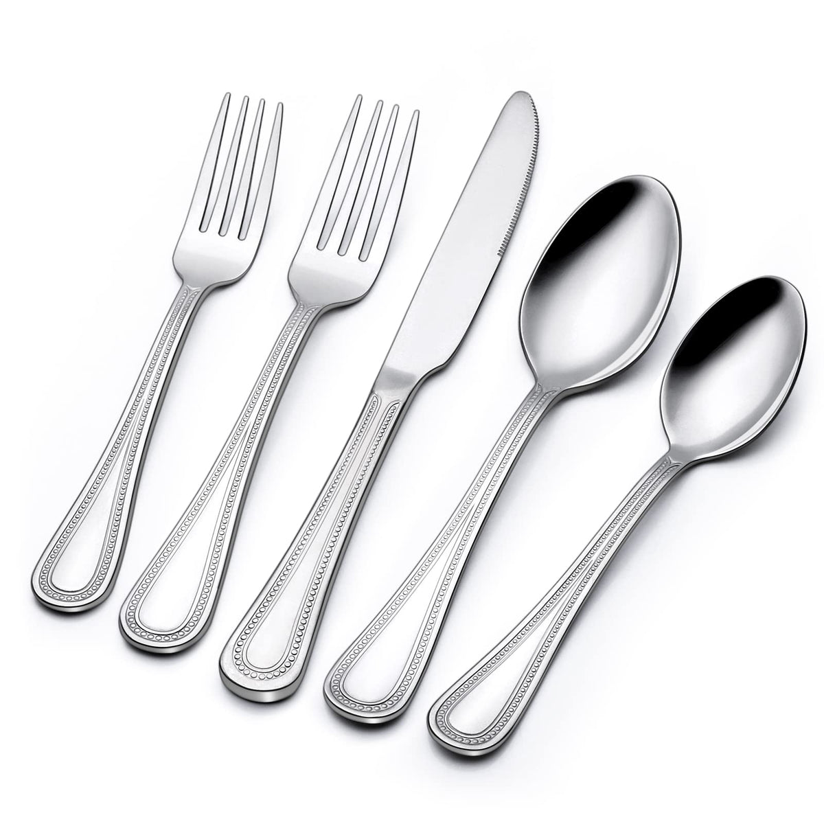 Terlulu 60-piece silverware set for 12 featuring a beaded handle adds refined elegance to meals