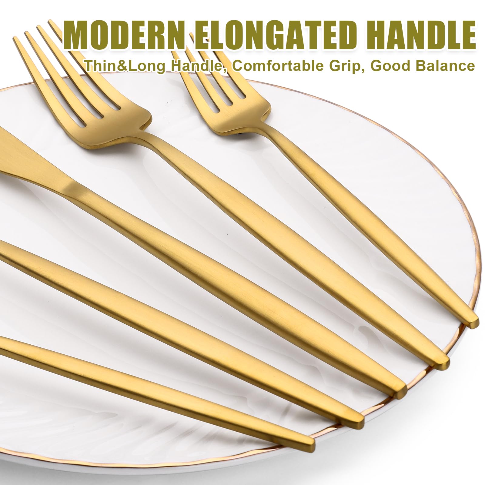 Terlulu dinner spoons in gold satin finish enable smooth scooping and style.