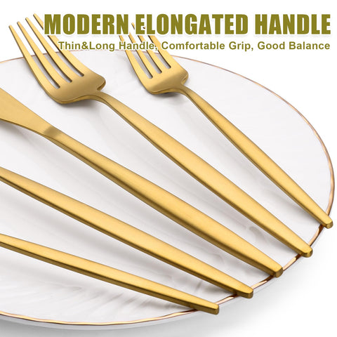 Terlulu dinner spoons in gold satin finish enable smooth scooping and style.