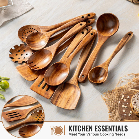 Terlulu teak pasta server, smooth edge for easy serving of pasta