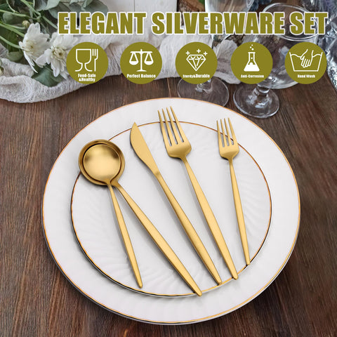Terlulu salad and dessert forks in gold tone elevate formal meals.