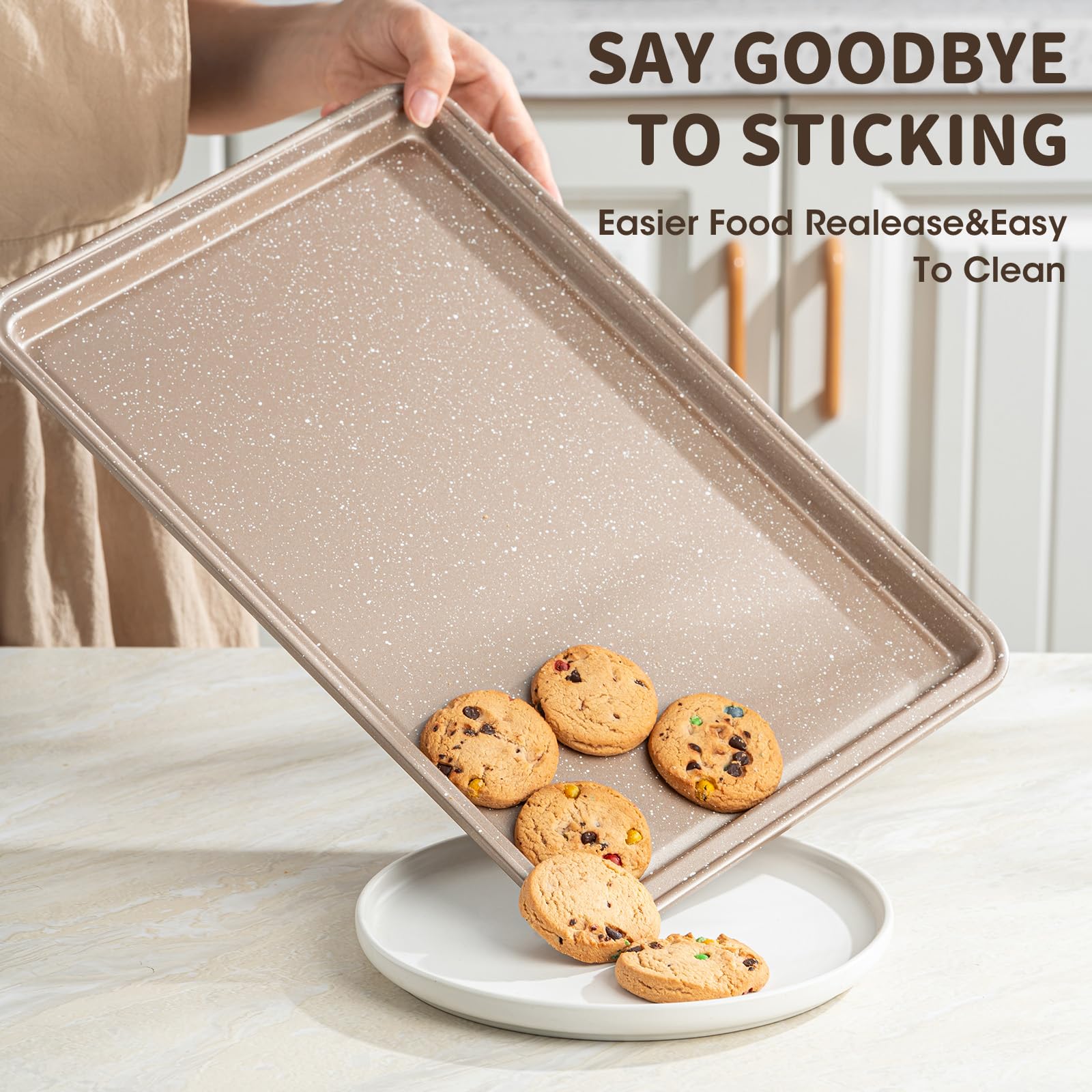 Terlulu stackable bakeware in a kitchen cabinet saves storage space