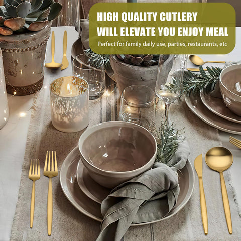 Terlulu stainless steel flatware with weighted handles for sturdy daily use.
