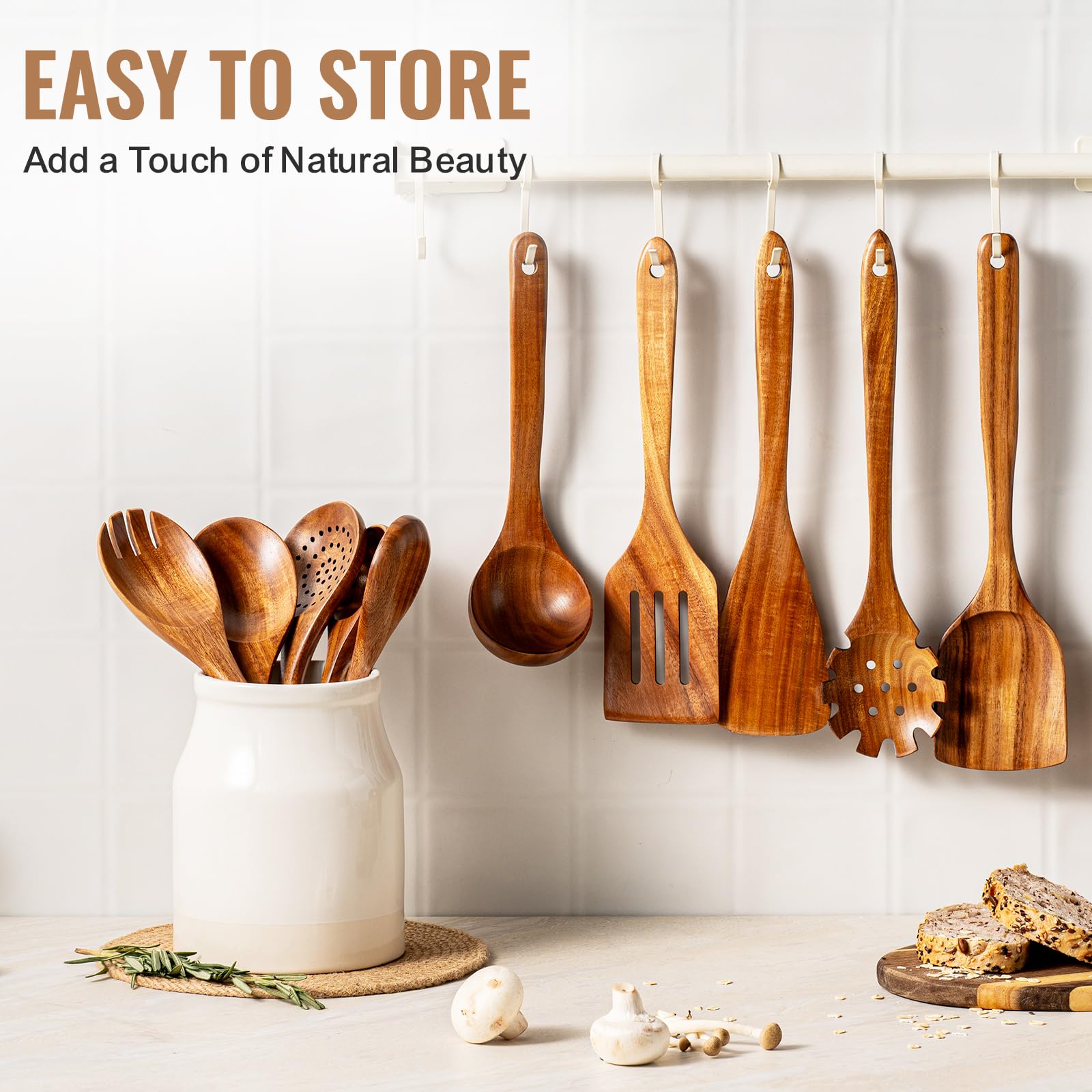 Terlulu teak strainer spoon, quick draining for sauces