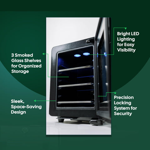Terpkooler Essential Cooler UV glass door shields oils from light exposure.