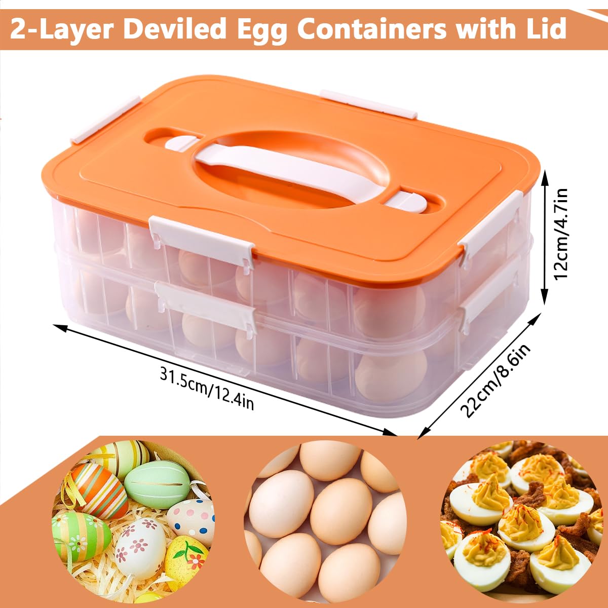 Terukir two-trays-with-lids securely transport eggs and deviled eggs