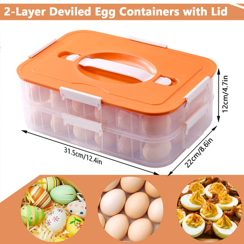 Terukir two-trays-with-lids securely transport eggs and deviled eggs