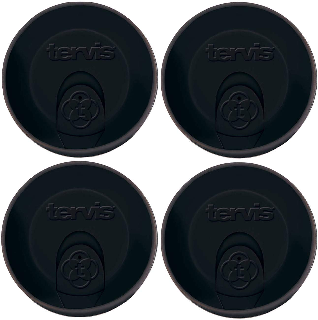 Tervis travel lid in black with slider for spill-free sipping on hot or cold drinks.