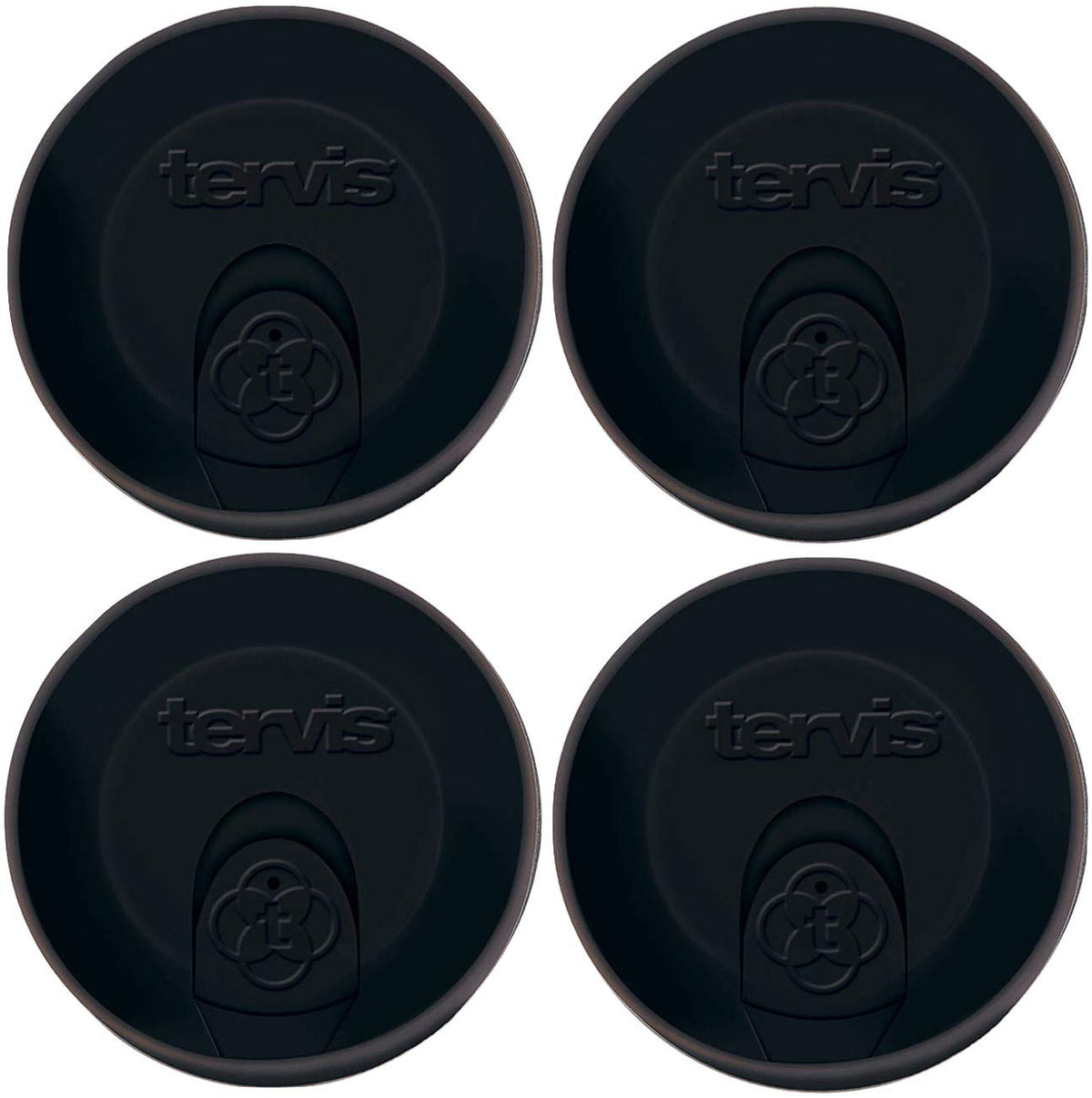Tervis travel lid in black with slider for spill-free sipping on hot or cold drinks.