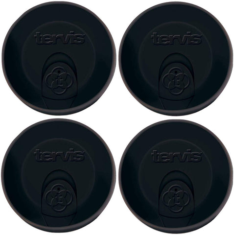 Tervis travel lid in black with slider for spill-free sipping on hot or cold drinks.