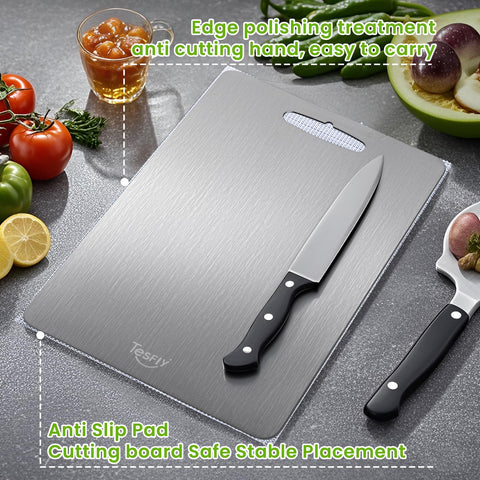 TESFLY Titanium Cutting Board knife-friendly surface protecting blade edges during prep