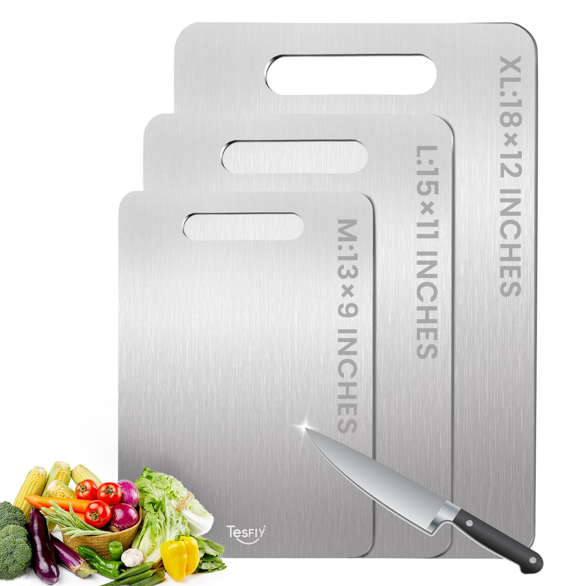 TESFLY titanium cutting board in festive gift packaging, ideal for gifting.